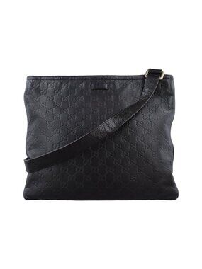 Gucci Imprime Messenger Black Leather Tote